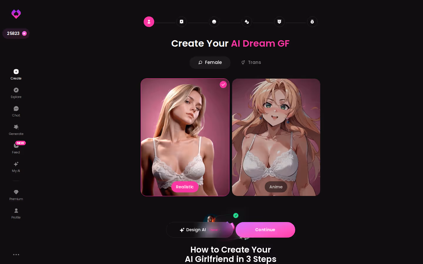 Erstellen — Realistisch oder Anime, Frau oder Trans, dann weiter. — character ai benutzen